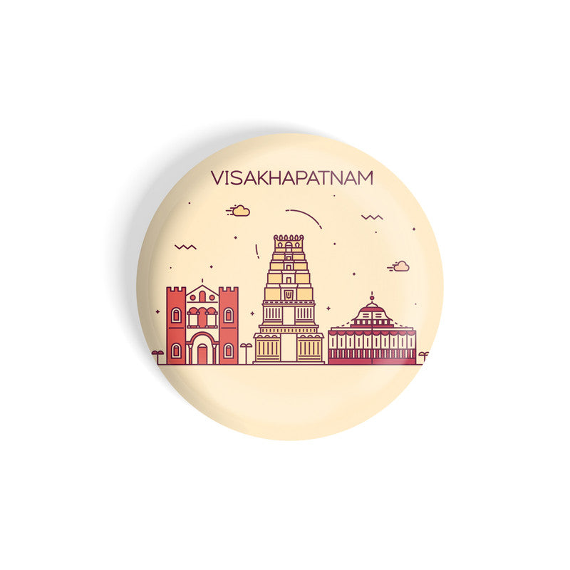 dhcrafts Round Fridge Magnet Brown Color Visakhapatnam Glossy Finish Design Pack of 1 (58 mm)